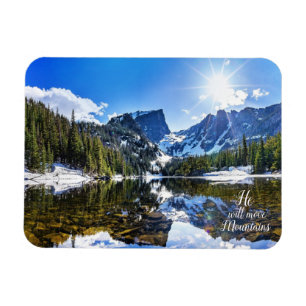Er wird Berge bewegen Inspirationsfoto-Zitat Magnet