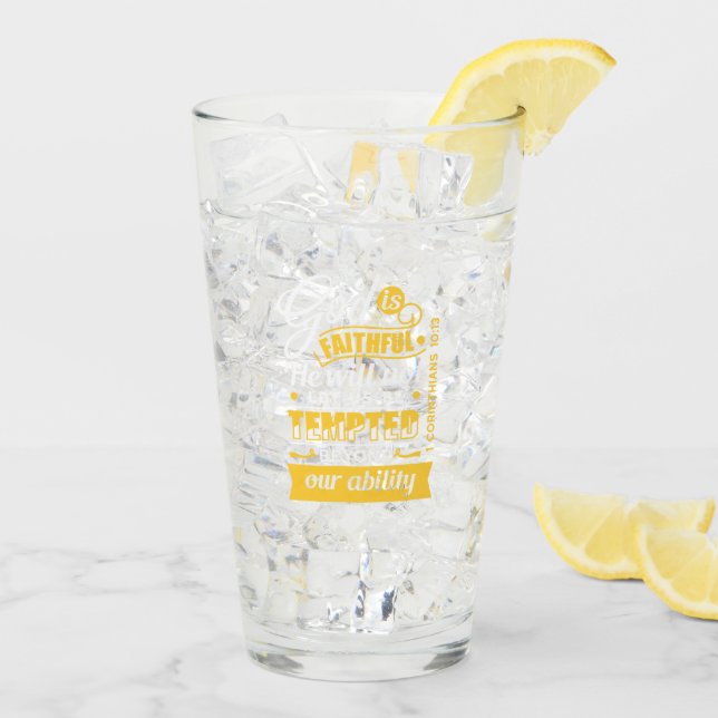 Er wird dich nicht versuchen lassen – Bibelvers Glas (Rückseite Ice)