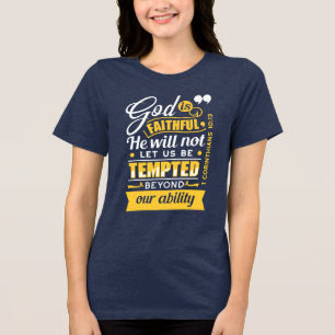 Er wird dich nicht versuchen lassen – Bibelvers Tri-Blend Shirt