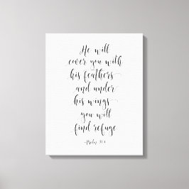 Er wird Sie mit seinen Federn bedecken, Psalm 91:4 Leinwanddruck