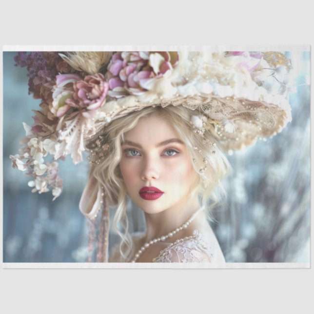 Era Marcella-Dekoupage der Vintagen 1920er Jahre Seidenpapier (Vorderseite)