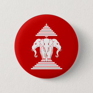 Erawan drei ging ElefantLao/Laos-Flagge voran Button