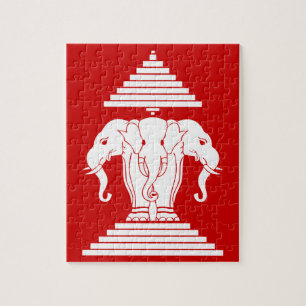 Erawan drei ging ElefantLao/Laos-Flagge voran Puzzle