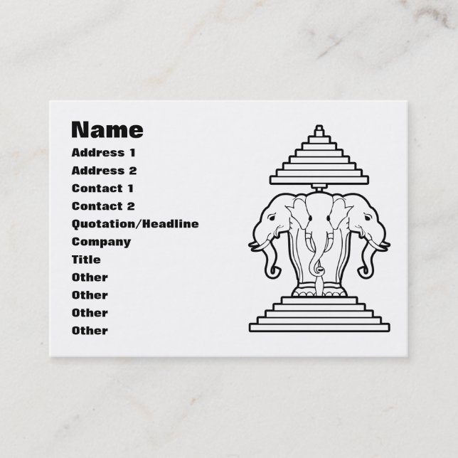 Erawan drei ging ElefantLao/Laos-Flagge voran Visitenkarte (Vorderseite)