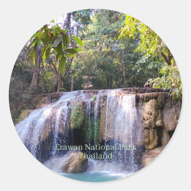 Erawan National Park, Thailand, Runder Aufkleber (Vorderseite)