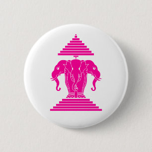 Erawan Pink Three Headed Elephant Lao / Laos Flag Button
