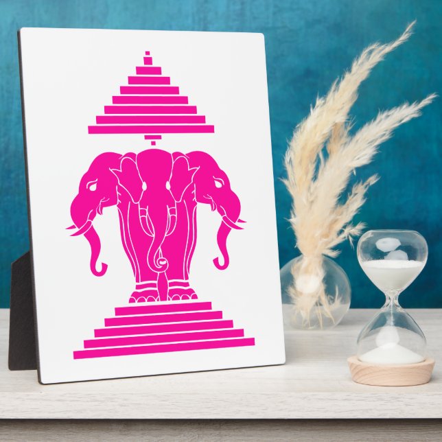 Erawan Pink Three Headed Elephant Lao / Laos Flag Fotoplatte (Seite)