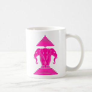 Erawan Pink Three Headed Elephant Lao / Laos Flag Kaffeetasse