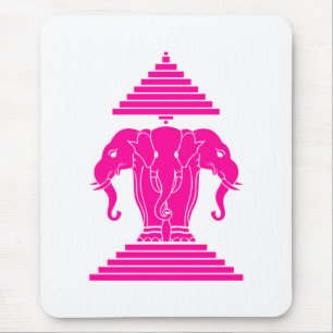Erawan Pink Three Headed Elephant Lao / Laos Flag Mousepad