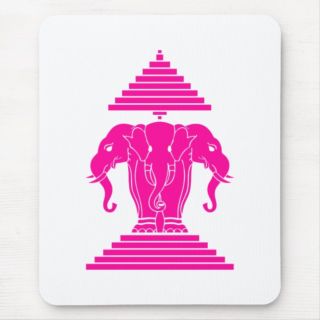 Erawan Pink Three Headed Elephant Lao / Laos Flag Mousepad (Vorne)
