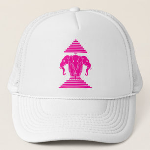 Erawan Pink Three Headed Elephant Lao / Laos Flag Truckerkappe