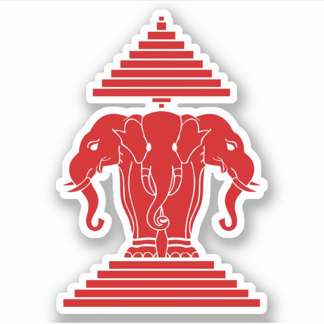 Erawan Three Headed Elephant Lao / Laos Flag Aufkleber (Vorderseite)