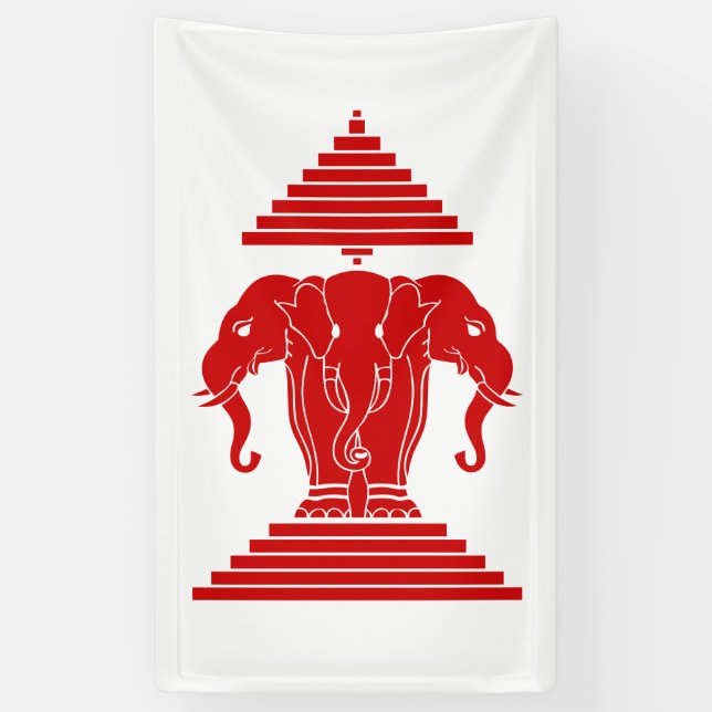 Erawan Three Headed Elephant Lao / Laos Flag Banner (Vertikal)