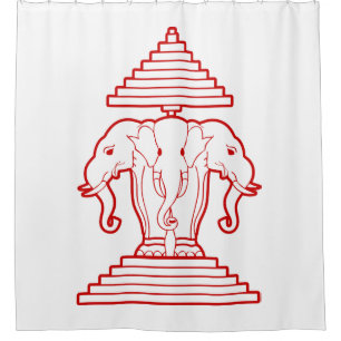 Erawan Three Headed Elephant Lao / Laos Flag Duschvorhang