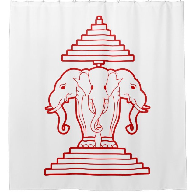 Erawan Three Headed Elephant Lao / Laos Flag Duschvorhang (Vorderseite)