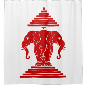 Erawan Three Headed Elephant Lao / Laos Flag Duschvorhang