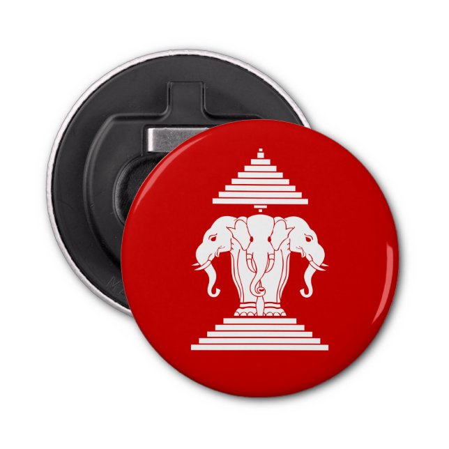 Erawan Three Headed Elephant Lao / Laos Flag Flaschenöffner (Vorderseite)