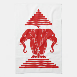 Erawan Three Headed Elephant Lao / Laos Flag Geschirrtuch