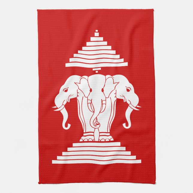 Erawan Three Headed Elephant Lao / Laos Flag Handtuch (Vertikal)