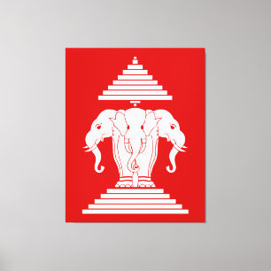 Erawan Three Headed Elephant Lao / Laos Flag Leinwanddruck