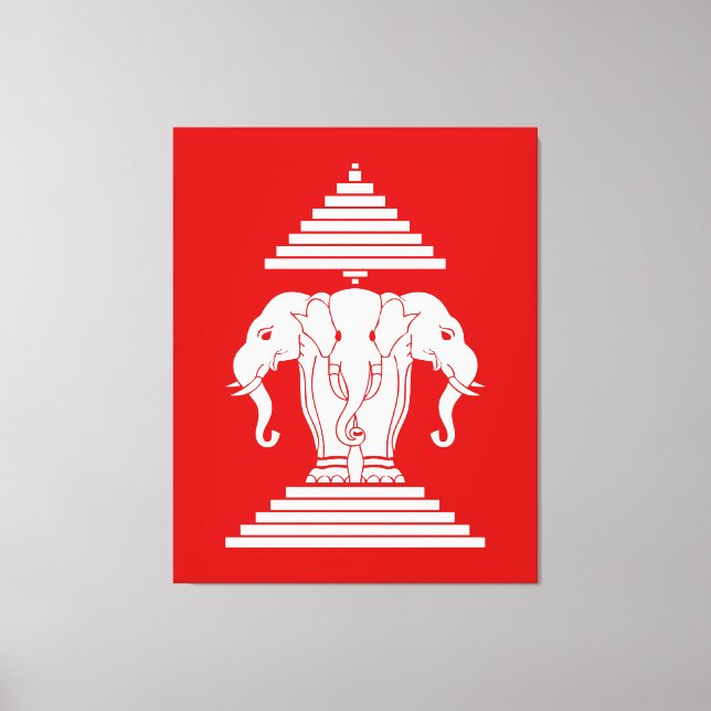 Erawan Three Headed Elephant Lao / Laos Flag Leinwanddruck (Vorderseite)