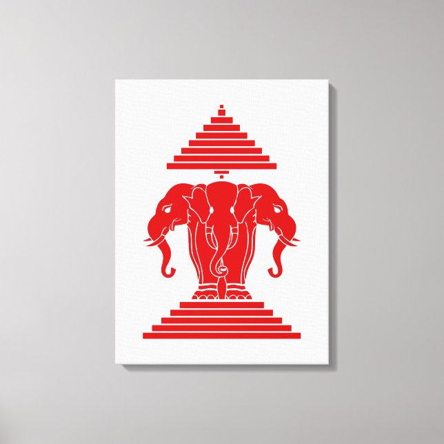 Erawan Three Headed Elephant Lao / Laos Flag Leinwanddruck (Vorderseite)