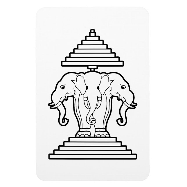 Erawan Three Headed Elephant Lao / Laos Flag Magnet (Vertikal)