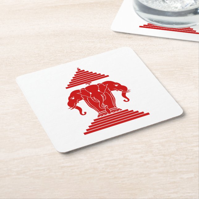Erawan Three Headed Elephant Lao / Laos Flag Rechteckiger Pappuntersetzer (angewinkelt)