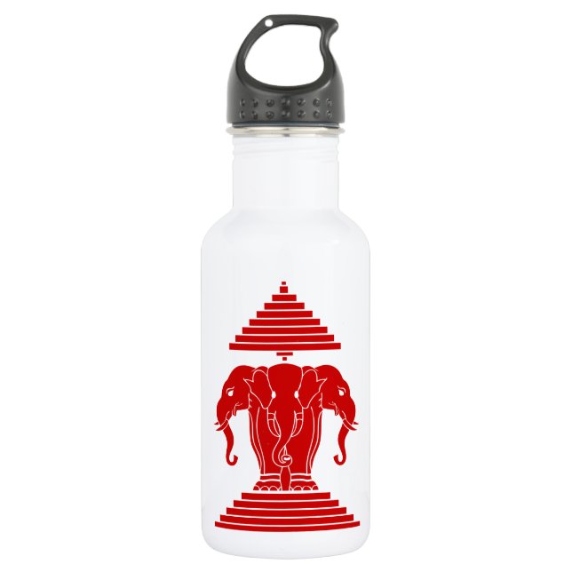 Erawan Three Headed Elephant Lao / Laos Flag Trinkflasche (Vorderseite)
