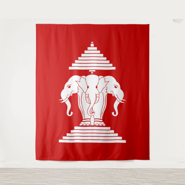 Erawan Three Headed Elephant Lao / Laos Flag Wandteppich (Vorderseite)