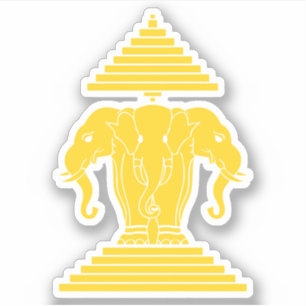 Erawan Yellow 3 Headed Elephant Lao / Laos Flag Aufkleber