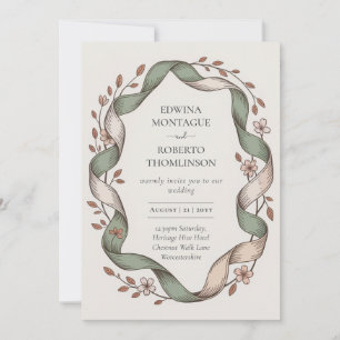Erb-Band-Blumenrahmen Elegante Hochzeit Einladung