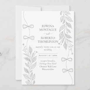 Erb Botanische Band Linienkunst Elegante Hochzeit Einladung