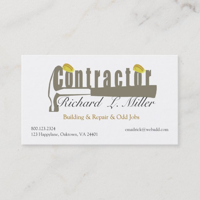 Erbauer-Hammer Mr.Fix-it männlich Visitenkarte (Vorderseite)