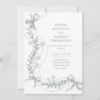 Erbblumenband Handgezeichnete Elegante Hochzeit Einladung