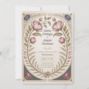 Erbe Art Nouveau Botanische Hochzeit Pfingstrosen Einladung