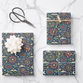 Erbe-Feuerlicht-Feier-Muster Geschenkpapier Set