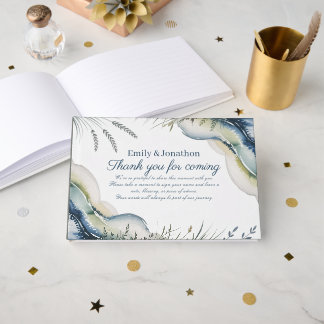 Erbe Küstenblau Hochzeit Strand Boho Gästebuch