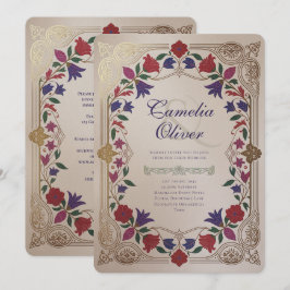 Erbe Mittelalterliche Florale Hochzeit Juwel Ton G Einladung