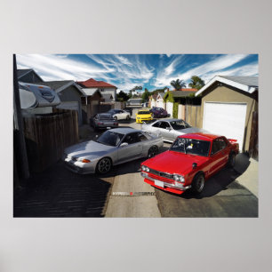 ERBE Nissan GT-Rs R35, R34, R33, R32 u. Hakosuka Poster