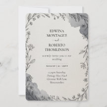 Erbgraue botanische Linienkunst-Hochzeit