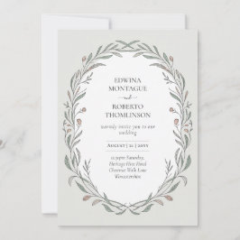 Erbhandgezeichnete Botanische Elegante Hochzeit Einladung