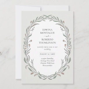 Erbhandgezeichnete Botanische Elegante Hochzeit Einladung