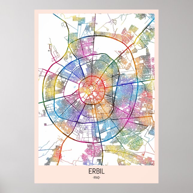 Erbil Iraq City Map Poster (Vorne)