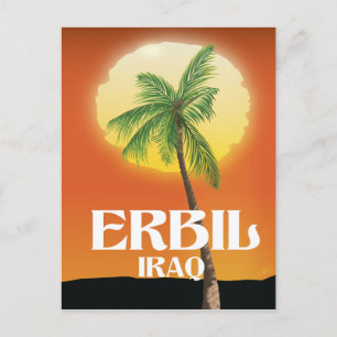 Erbil Iraq Travel Poster Postkarte