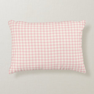 Erblassen Sie - rosa Gingham-Muster-Akzent-Kissen Dekokissen