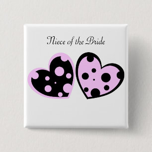 Erblassen Sie - rosa und schwarzen Herz-Knopf Button