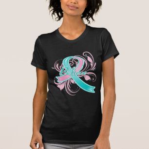 Erblicher Brustkrebs glauben blühen Band T-Shirt