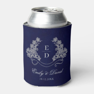 Erbliches florales Wappen Navy Monogramm Hochzeit Dosenkühler