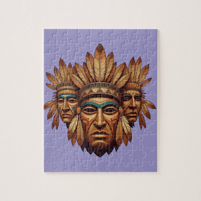 Erbmasken-Kunst - Symbolische Federn Puzzle (Vertikal)